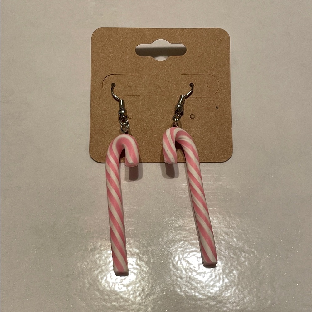 STATE Pink and White Candy Cane Earrings